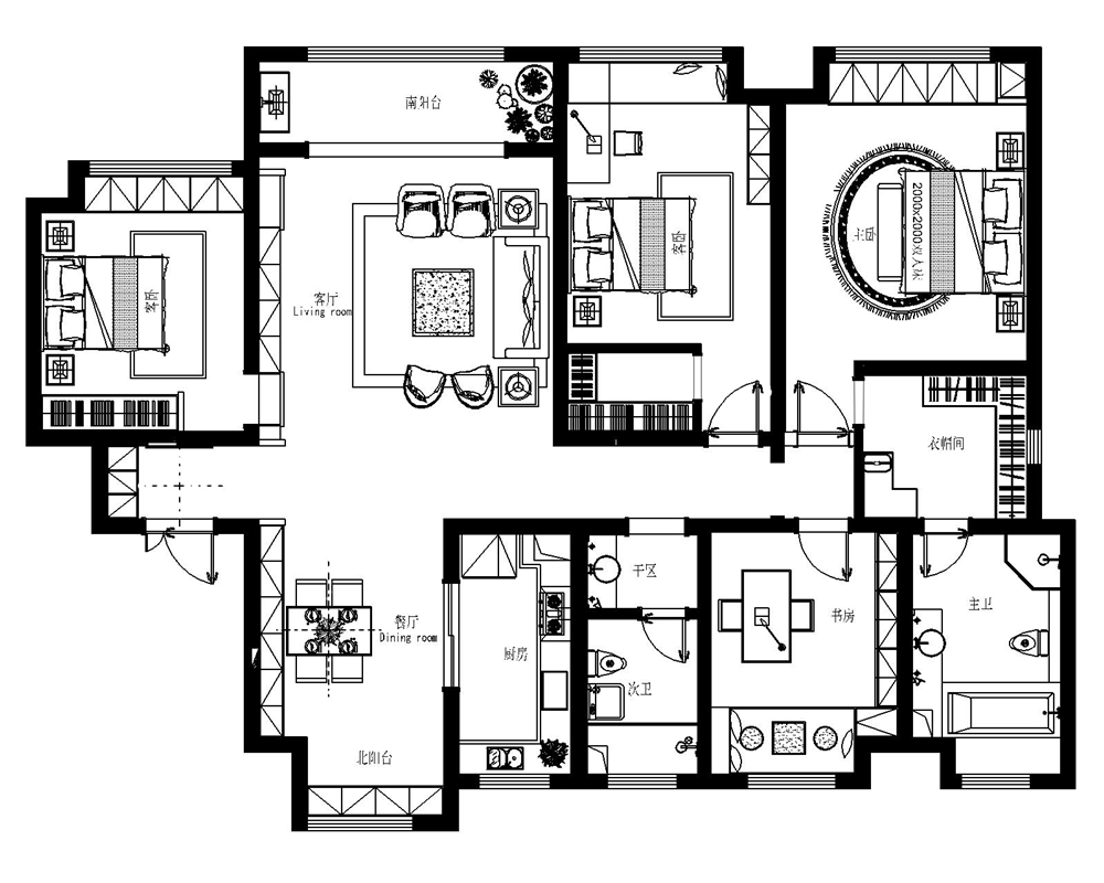 铁建国际城208m²四室两厅现代风格户型点评